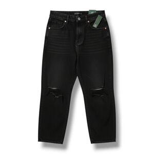 Wild Fable Women's Black highest rise distressed baggy jeans- size 2